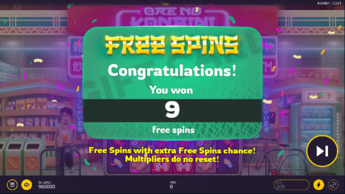 Tampilan neon dan atmosfer malam hari di slot Ore No Konbini